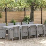 vidaXL Trädgårdsmöbelset 13 pcs Ljusgrå Poly rattan