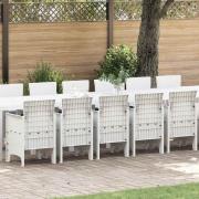 vidaXL Trädgårdsmöbelset 17 pcs Vit Polt rotting