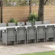 vidaXL Trädgårds matsalsset med Kuddar med kudde 17 pcs Ljusgrå PP
