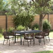 vidaXL Trädgårdsmöbelset 7 pcs Brun Poly rattan