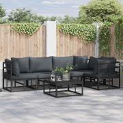 vidaXL Trädgårdsoffset med kudde 5 pcs Svart Aluminium