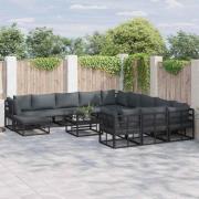 vidaXL Trädgårdsoffset 13 pcs Svart Aluminium
