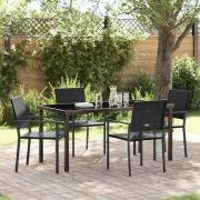 vidaXL Trädgårdsmöbelset 5 pcs Svart Poly rattan