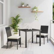 vidaXL Trädgårdsmöbelset 3 pcs Svart Poly rattan