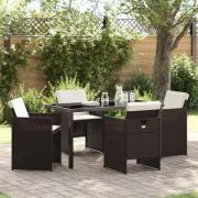 vidaXL Trädgårdsmöbelset 5 pcs Brun konstrotting