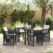 vidaXL Trädgårdsmöbelset 5 pcs Svart Poly rattan