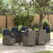 vidaXL Trädgårdsmöbelset 7 pcs Grå Poly rattan