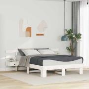 vidaXL Sängram med huvudgavel Vit 150 x 200 cm Massiv furu