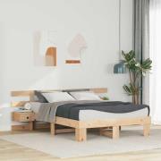 vidaXL Sängram med huvudgavel Brun 120 x 200 cm Massiv furu