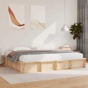 vidaXL Sängram Brun 180 x 200 cm Massiv furu
