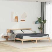 vidaXL Sängram med huvudgavel Brun 200 x 200 cm Massiv furu
