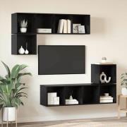 vidaXL TV-bänkset 4 pcs Svart ek 37 x 37 x 142.5 cm Konstruerat trä