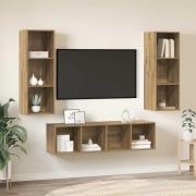 vidaXL TV-bänkset Väggmonterad 3 pcs Artisan Ek Konstruerat trä