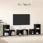 vidaXL TV-bänkset 6 pcs Svart Ek 37 x 35 x 72 cm Konstruerat trä