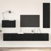vidaXL Vägg TV Skåp 4 pcs Svart ek 200 x 30 x 30 cm Träkomposit