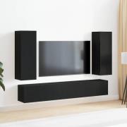 vidaXL TV-bänkset Väggmonterad 5 pcs Svart ek 190,5 x 30 x 30,5 cm trä