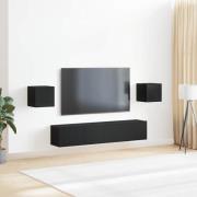vidaXL 6 delar TV-bänksats Svart ek Konstruerat trä