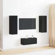 vidaXL TV-bänkset Väggmonterad Svart Ek Konstruerat trä