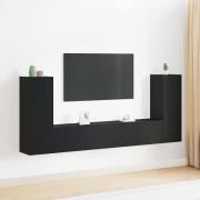 vidaXL Svart Ek TV Byrå Set 4 pcs Svart ek 160 x 28.5 x 30.5 cm