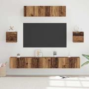 vidaXL TV-bänkset 7 pcs Gammalt trä 80 x 30 x 30 cm Konstruerat trä