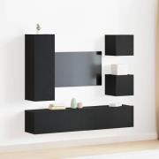 vidaXL Tv Skåpset 6 pcs Svart ek 160 x 30 x 30.5 cm Konstruerat trä