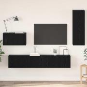 vidaXL Vägg TV Skåp 4 pcs Svart ek 200 x 30 x 30 cm Träkomposit