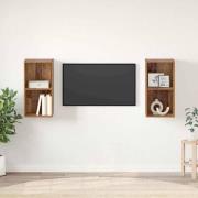 vidaXL Vägg TV Skåp 2 pcs Gammal trä 37 x 37 x 72 cm Konstruerat trä