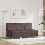 vidaXL Modulsofa utan armstöd 3 pcs Brun 55 x 74 x 82 cm Konstläder