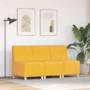 vidaXL Modulsofa utan armstöd 3 pcs Ljusgul 55 x 74 x 82 cm Mockatyg