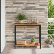 vidaXL Utomhusbord med lagring Natur och svart 80 x 35 x 75 cm