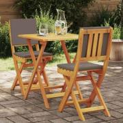 vidaXL Bistroset 3 pcs Brun massivt akacia