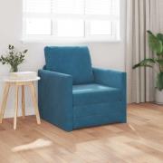 vidaXL Bäddsoffa med kudde Blå 74 x 77 x 81 cm Sammet