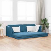 vidaXL Golvsoffa-säng 2-i-1 Blå 213x144x60 cm Sammet