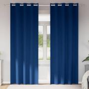 vidaXL Mörkläggningsgardiner med Ringar 2 pcs Mörkblå 260 x 140 cm