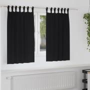 vidaXL Mörkläggningsgardiner med gardiner Svart Polyester