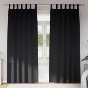 vidaXL Gardiner med gardiner 2 pcs Svart Polyester