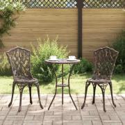 vidaXL Trädgårds Bistro Set 3 pcs Brons Aluminium