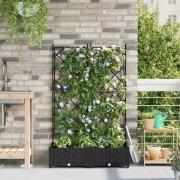 vidaXL Trädgårdsplanterare med trellis 2 pcs Svart 80 x 40 x 125.5 cm