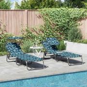 vidaXL Hopfällbar solstol med kudde 2 pcs Grön 56 x 190 x 81cm tyg