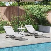 vidaXL Hopfällbar solstol 2 pcs Kräm 182 x 55 x 85.5 cm Textilene