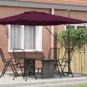 vidaXL Roma Parasol Röd 286 x 285 x 265 cm Polyester, aluminium