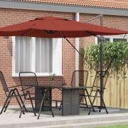 vidaXL Roma Parasol Röd 286 x 285 x 265 cm Polyester och aluminium