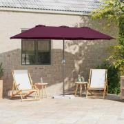 vidaXL Trädgårdsparasol Vinröd 370 x 197 x 239 cm Pulverlackerad stål