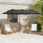 vidaXL Trädgårdskantileverparasol Svart 372 x 198 x 243 cm