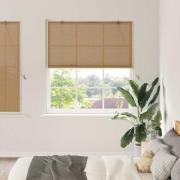 vidaXL Rullgardin med gardiner Brun 140 x 160 cm Bambu