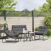 vidaXL Trädgårdsmöbler med kudde 3 pcs Svart 110 x 81 x 71cm Metall