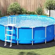 vidaXL Bottenmatta för pool Svart Ø 396 cm Polyester geotextil