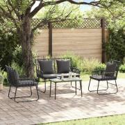 vidaXL Trädgårdsmöbelset 3 pcs Svart, Antracit Poly rattan, stål