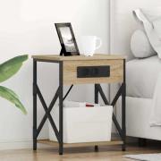 vidaXL Sängbord med laddningsstation 2 pcs Sonoma ek 41 x 31 x 51 cm