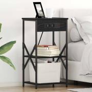 vidaXL Nattduksbord 2 pcs Svart Ek 41 x 31 x 76 cm Konstruerat trä